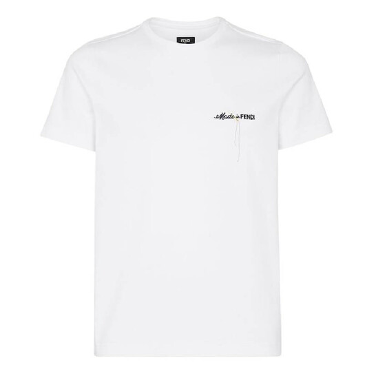 Fendi Embroidered Logo Crew Neck T-Shirt, Size Small FY0894