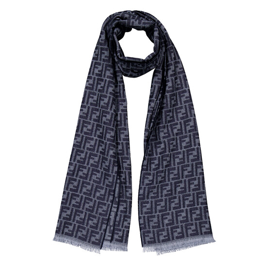 FENDIストール Fendi Scarf Winter Neck Gaiter in Grey Check Pattern - E-SEVEN STORE