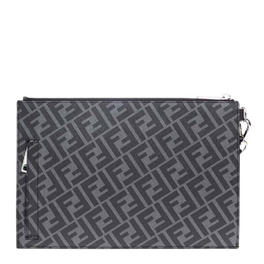 【Fendi】「FF」ラージフラットポーチ Large Flat FF Pouch Fabric Brown | Fendi