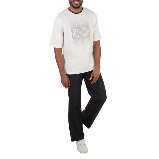 Fendi FF Motif Print Short Sleeve Cotton T-Shirt, Size Fendi FF Motif Print Short Sleeve Cotton T-Shirt, Size