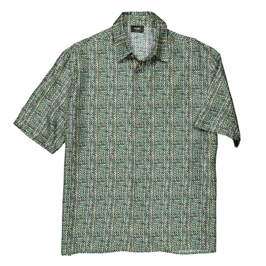 Fendi FF Print Short Sleeve Shirt, Brand Size 41 (Neck Size