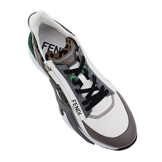 Fendi Flow FF Motif Leather Low-Top Sneakers, Brand Size 9  display picture 3
