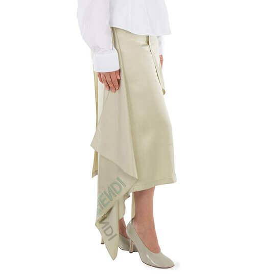Fendi Gonna Glow Viscose Satin Skirt, Brand Size 44 ( US