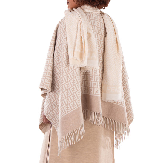 Fendi Jacquard FF Logo Fringed Scarf FXT185-AOIV-F0NH8