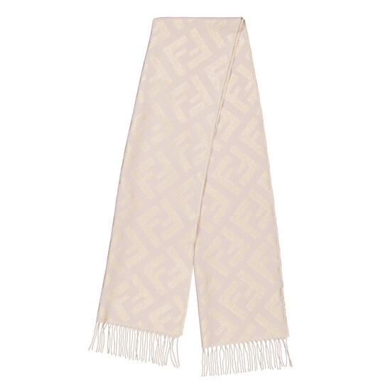 スカーフ Fendi Jacquard Motif Pink Scarf With Fringed Edges Fendi Jacquard FF Logo Fringed Scarf FXT185-AOIV-F0NH8