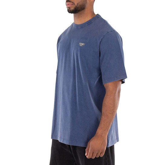 Fendi Logo-Print Crew Neck Cotton T-Shirt, Size Small FY1217