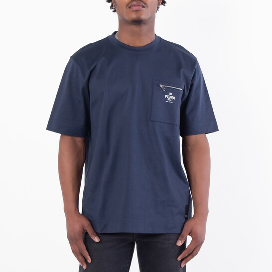 Fendi Men's Crewneck Cotton T-Shirt, Size Large FY0936-ARYR-F0QB0