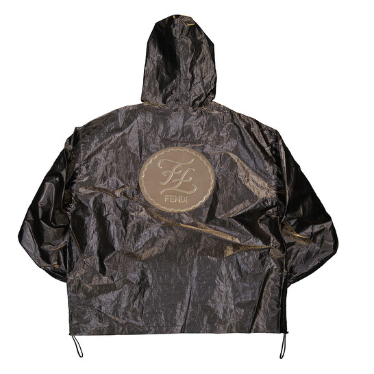 Fendi Men's Grey Pull-out Hood Oversized Wind Breaker Jacket