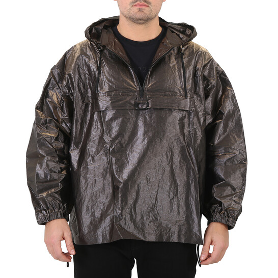 Fendi Men's Grey Pull-out Hood Oversized Wind Breaker Jacket