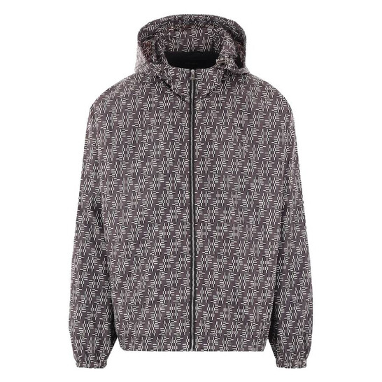 Fendi Monogram Jacquard Hooded Jacket, Brand Size 52 ( US Size 42