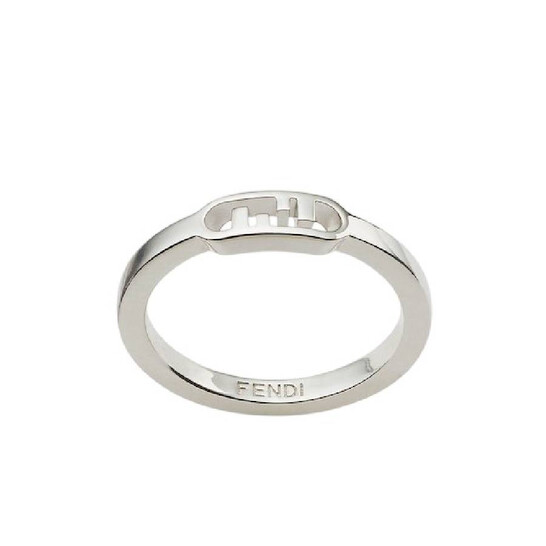 Fendi O'Lock Palladium Ring, Size Large 7AJ796-B08-F0TH0 - Jewelry