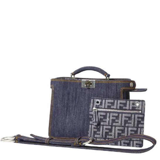 Fendi Peekaboo ISeeU Mini Bag Denim-Effect Fabric. 7VA530