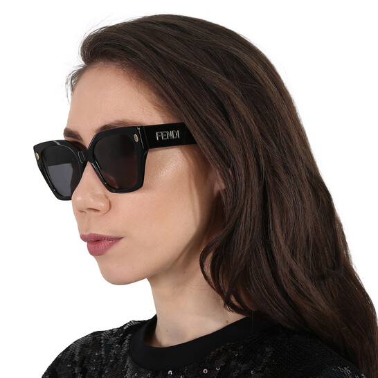 Fendi Polarized Smoke Cat Eye Ladies Sunglasses FE40070I 01D 54