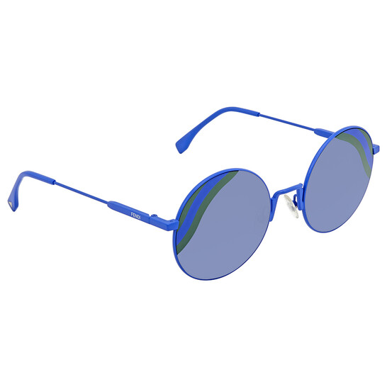 Fendi Waves Blue Gradient Round Ladies Sunglasses Fendi Metal Sunglasses Blue Gradient Round Lenses main image 3