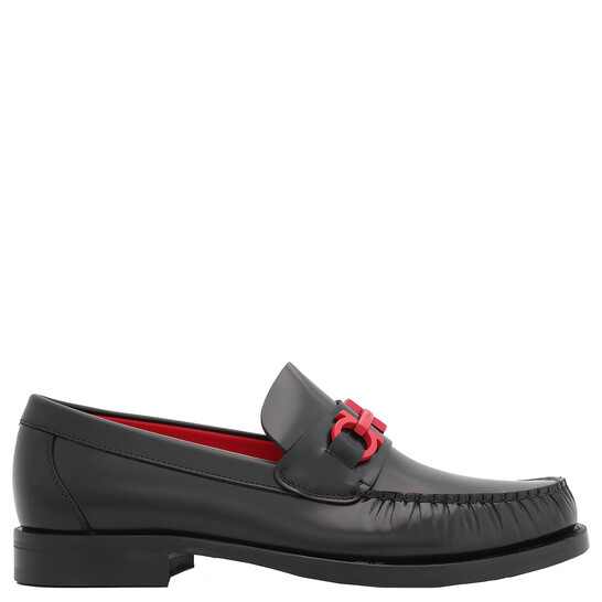 Ferragamo Black Leather Gancini Loafers, Size 7 026345  display picture 1