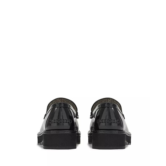 Ferragamo Black Ofelia Lug Moccasin With Gancini Ornament