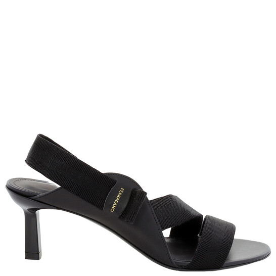 Ferragamo Black Vara Bow Vale 55 Sandals, Size 7.5 01E871 763482