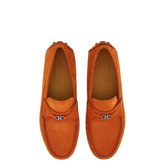 Ferragamo Brown Florin Gancini Ornament Drivers, Size 5.5