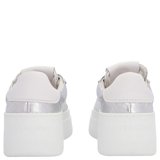Ferragamo Dahlia Metallic Plaftorm Sneakers, Size 7 030573