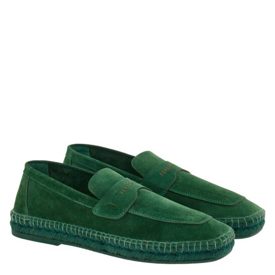 Ferragamo Dark Brilliant Green Espadrilles Loafers, Size 10 
