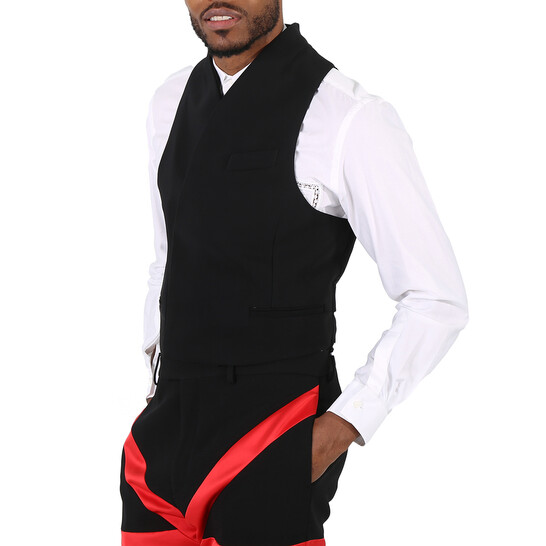 Ferragamo Double Breasted Slim Fit Waistcoat In Black, Brand Size