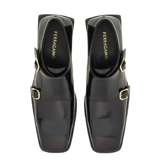 Ferragamo Double Monkstrap Leather Loafers, Size 6.5 029244  display picture 1