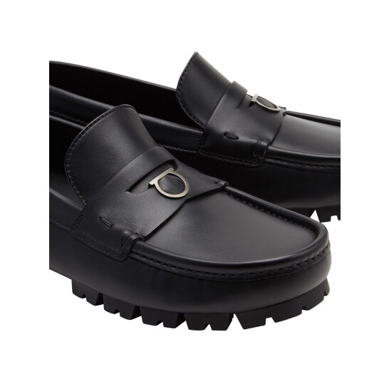 Ferragamo Driver Loafers with Gancini Ornament, Size 8