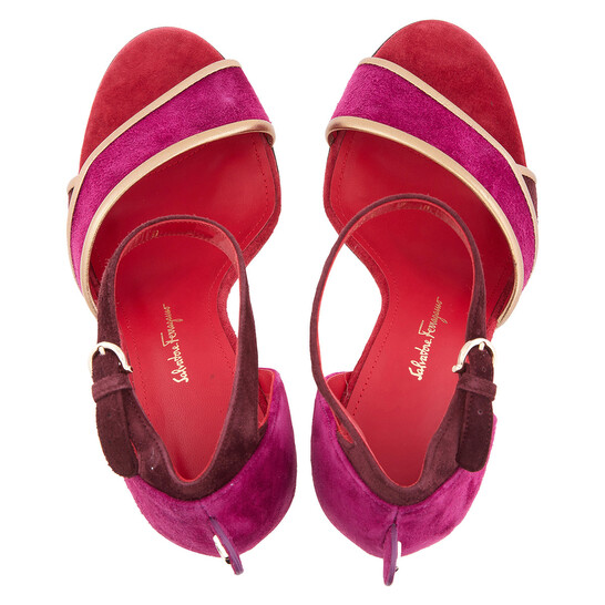 Ferragamo Ether Leather-Trimmed Suede Sandals, Size 7 D Ferragamo Ether Leather-Trimmed Suede Sandals, Size 7 D - 546x546 Image #3