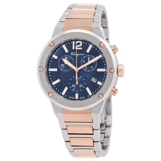 Ferragamo F-80 Chronograph Quartz Blue Dial Men's Watch SFJE00524