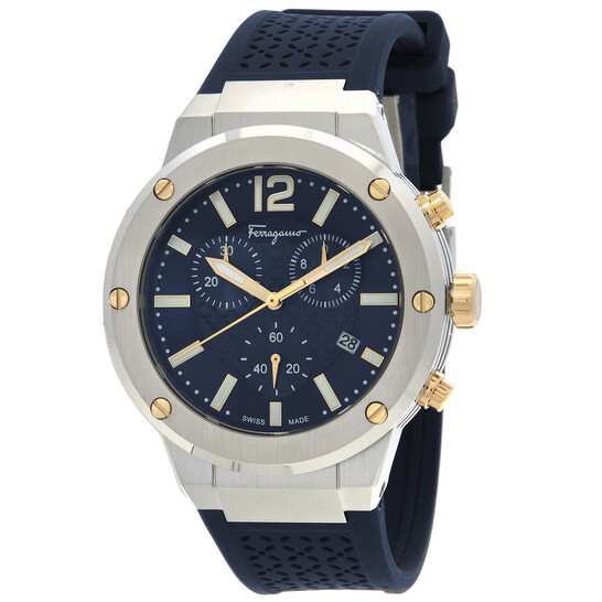 Ferragamo F-80 Chronograph Quartz Blue Dial Men's Watch SFJE00724