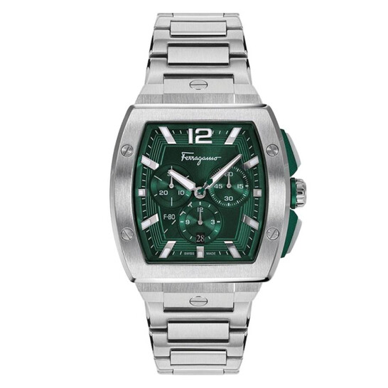 Ferragamo F-80 Chronograph Quartz Green Dial Men's Watch SFKE00824