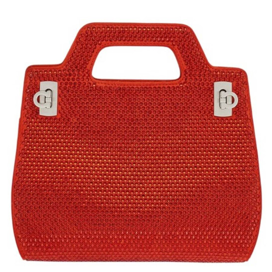 Ferragamo Flame Red Wanda Mini Bag With Crystals - 546x546