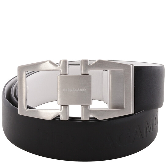 Ferragamo Gancini Buckle Debossed Logo Leather Belt, Size