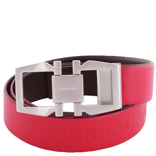 Ferragamo Gancini Buckle Debossed Logo Leather Belt, Size