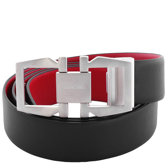Ferragamo Gancini Buckle Debossed Logo Leather Belt, Size
