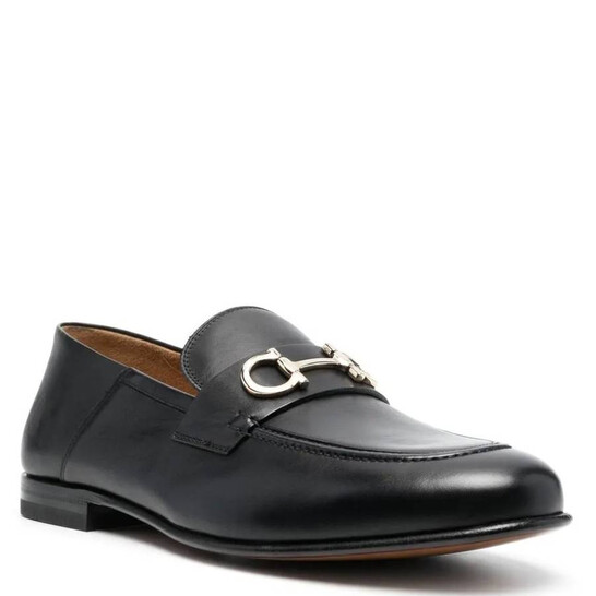 Ferragamo Gancini Ornament Calfskin Mule Loafers, Size 6.5