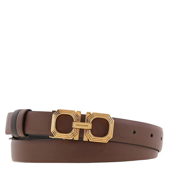 Salvatore Ferragamo Gancini Bon Bon Calf leather Belt with Gold Buckle size 100 Salvatore Ferragamo Black Leather Gold Tone Buckle Gancini  main image 4