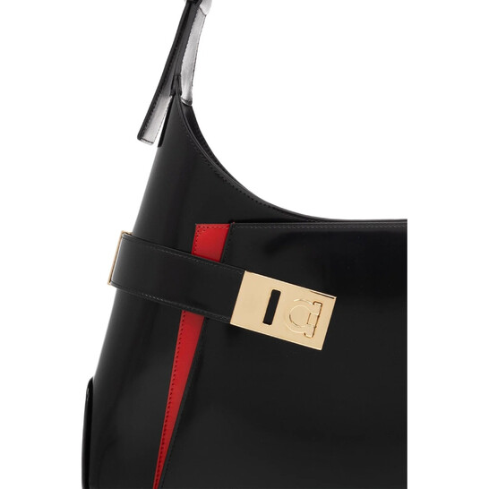 Ferragamo Gancini-Buckled Asymmetric Leather Shoulder Bag 215492