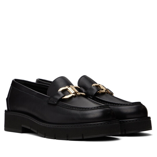 パンプス FERRAGAMO SHOES (01K450785206 AMARETTI) Ferragamo Gancini-Plaque Slip-On Calfskin Loafers, Size 9.5