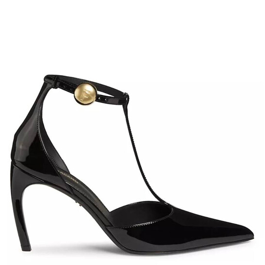 Ferragamo Odette 85 mm Patent Leather T-Strap Pumps, Size 10