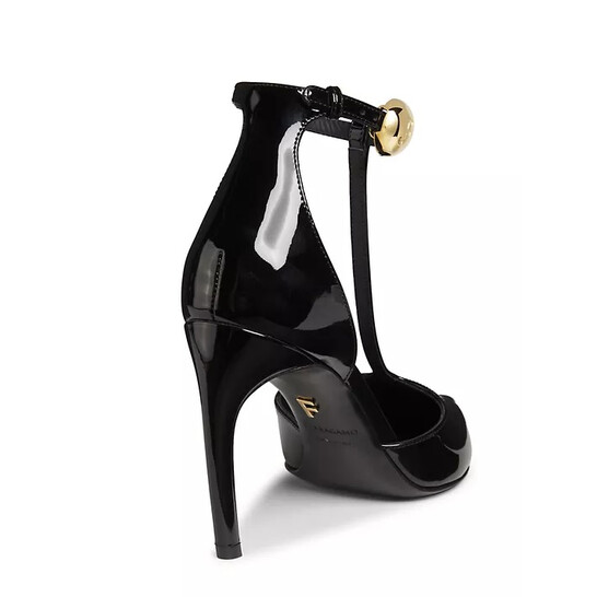 Ferragamo Odette 85 mm Patent Leather T-Strap Pumps, Size 10