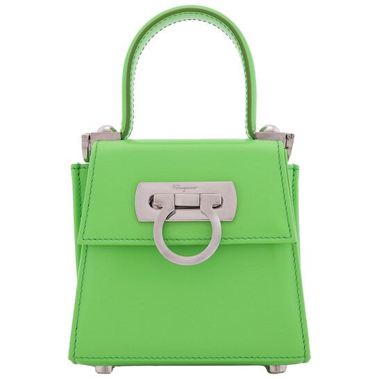 Ferragamo Ladies Green Micro Iconic Top Handle Bag 213972