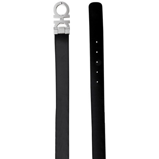 ★Ferragamo★67 5542 0724127 Ferragamo Men's Black Adjustable And Reversible Gancini Belt