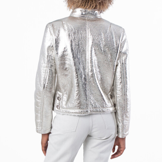 Ferragamo Metallic Laminate Shearling Jacket, Brand Size 42 ( US Size 8 ) Ferragamo Metallic Laminate Shearling Jacket, Brand Size 42 ( US Size 8 ) - 546x546 Image #4