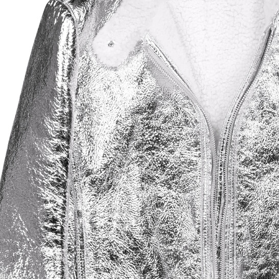 Ferragamo Metallic Laminate Shearling Jacket, Brand Size 42 ( US Size 8 ) Ferragamo Metallic Laminate Shearling Jacket, Brand Size 42 ( US Size 8 ) - 546x546 Image #6