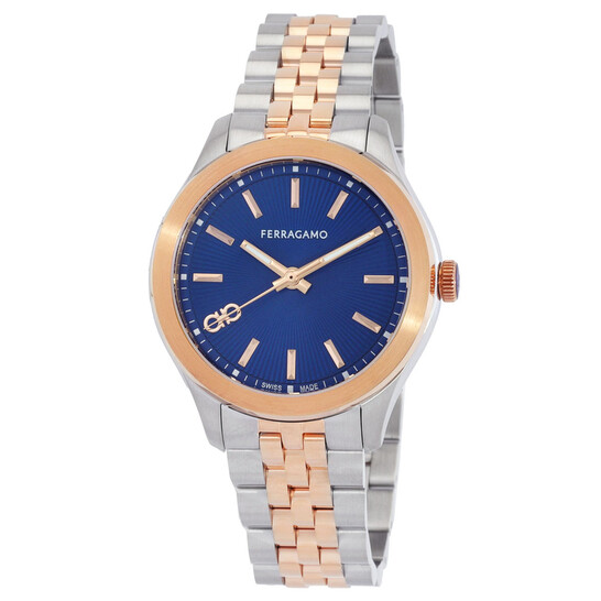 Ferragamo New Lady Quartz Blue Dial Two-Tone Watch SFU100223