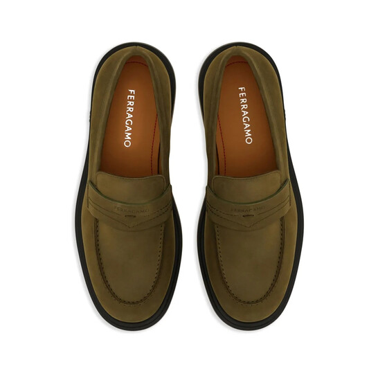 Ferragamo Olive Penny Loafers, Size 6.5 EE 029257 778347  display picture 1