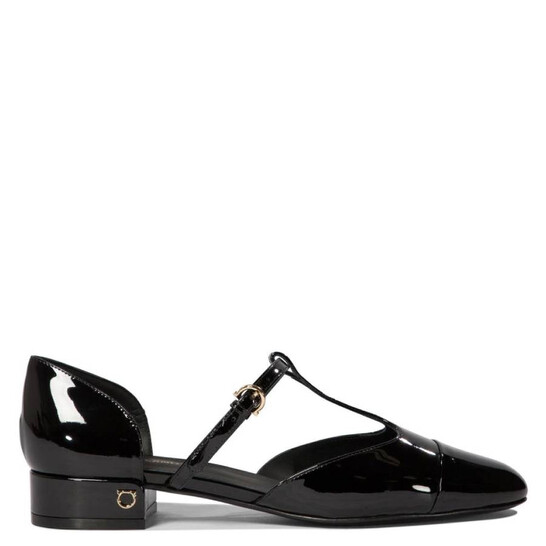 Ferragamo Patent Leather T-Strap Ballet Shoe, Size 6 01J153