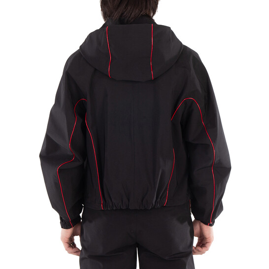 【23AW NEW】FERRAGAMO_man / プリント フーディ / Red Black Ferragamo Red Line Hooded Jacket, Brand Size 48 (US Size 38