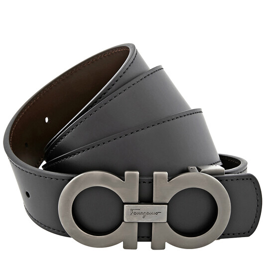 Ferragamo Reversible Leather Belt with Gunmetal Buckle